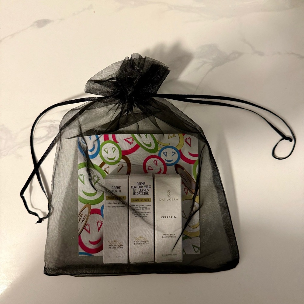 Skincare Sample Set in Black Mesh Bag
